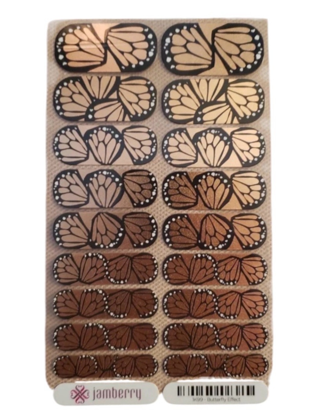 Jamberry Nail Wraps Full Sheet Butterfly Effect 1K99 Metallic Monarch Orange